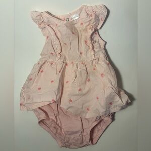 Carter's Light Pink Ruffle Diaper Cover Dress with Coral Accent Rabbit Prints